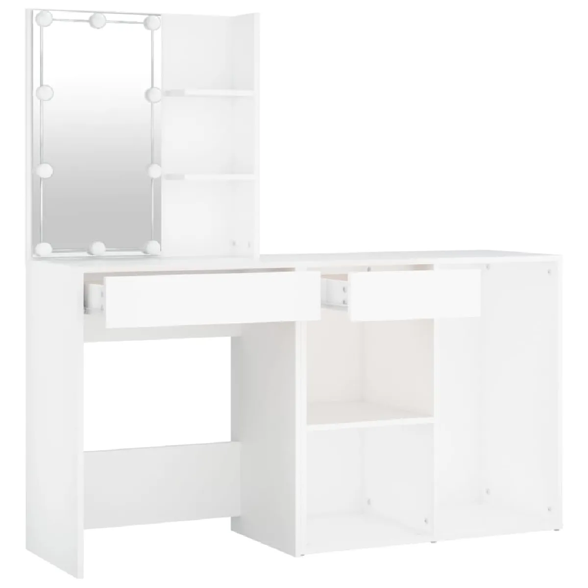 Helloshop26 Coiffeuse à LED avec armoire - Blanc