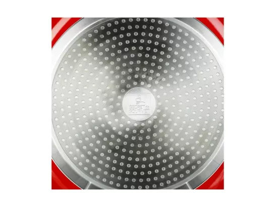 Poêle en aluminium - D. 30 cm - À induction - Rouge