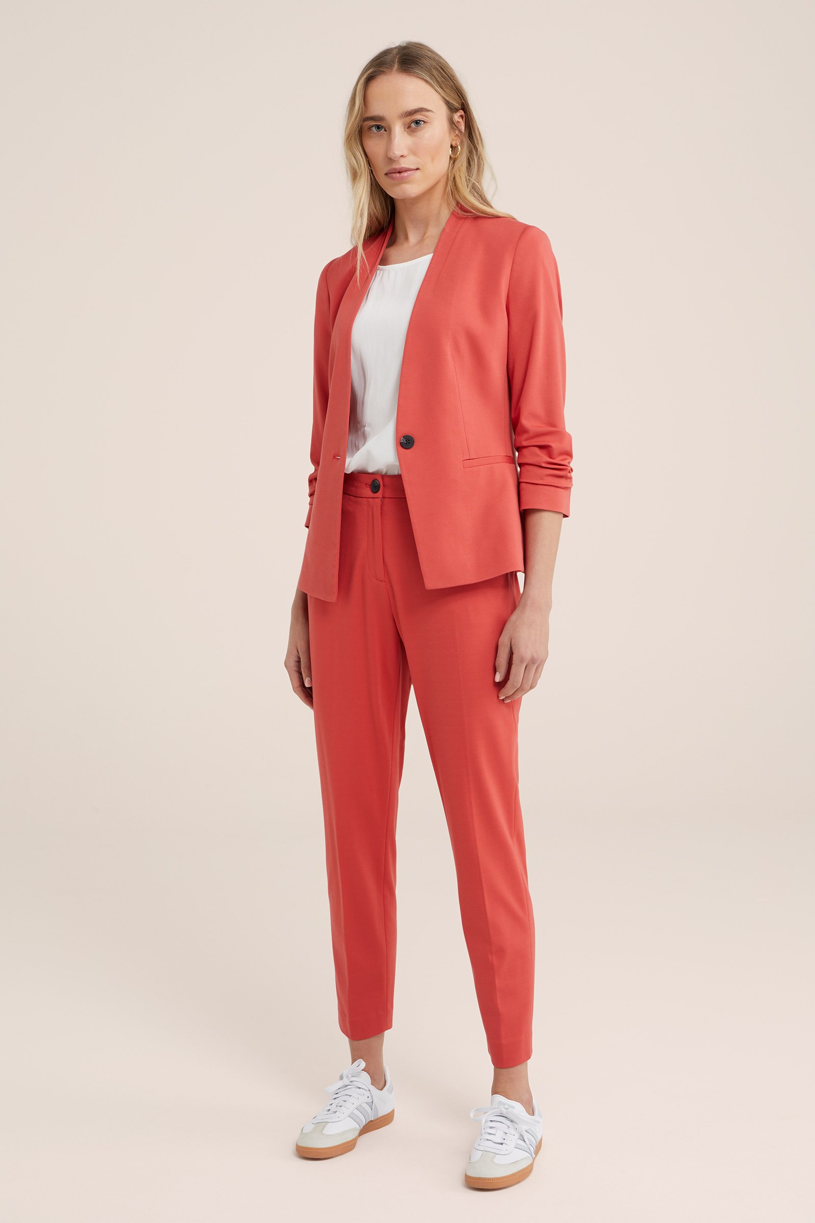 getailleerde jersey blazer met rimpeleffect WE Fashion Rood