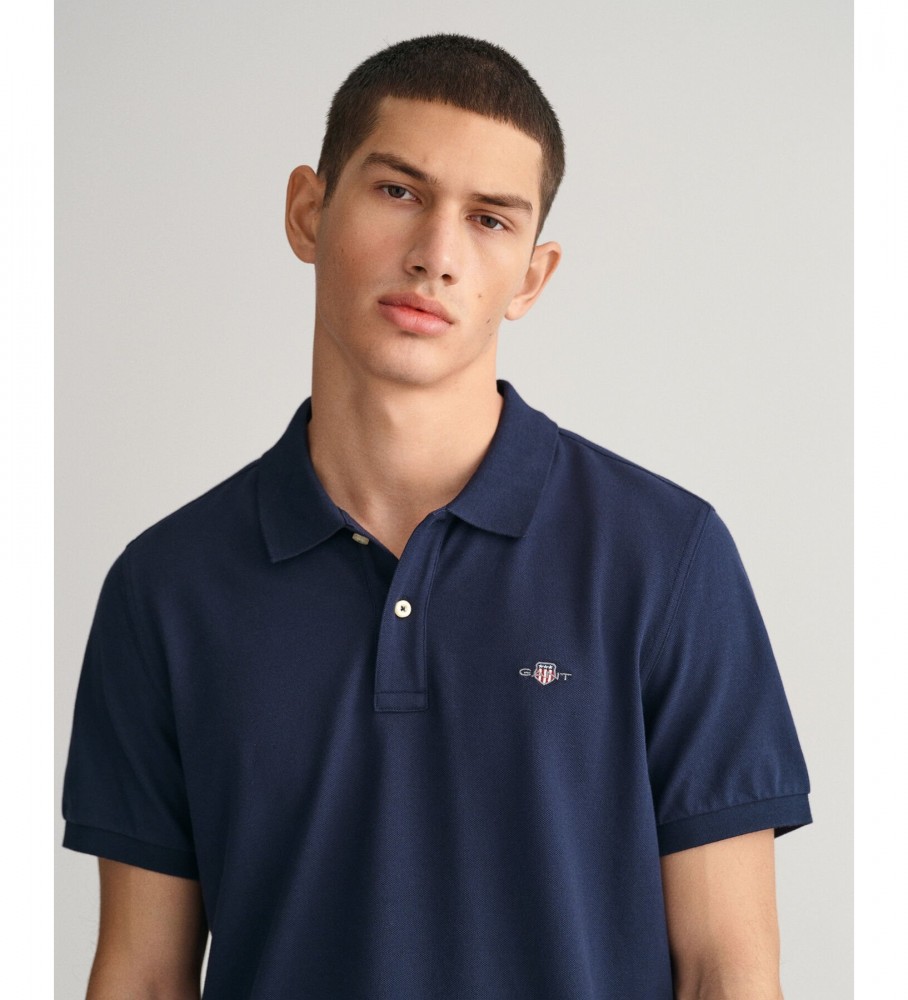 Camisa polo Gant Shield azul marinho piqué de corte regular