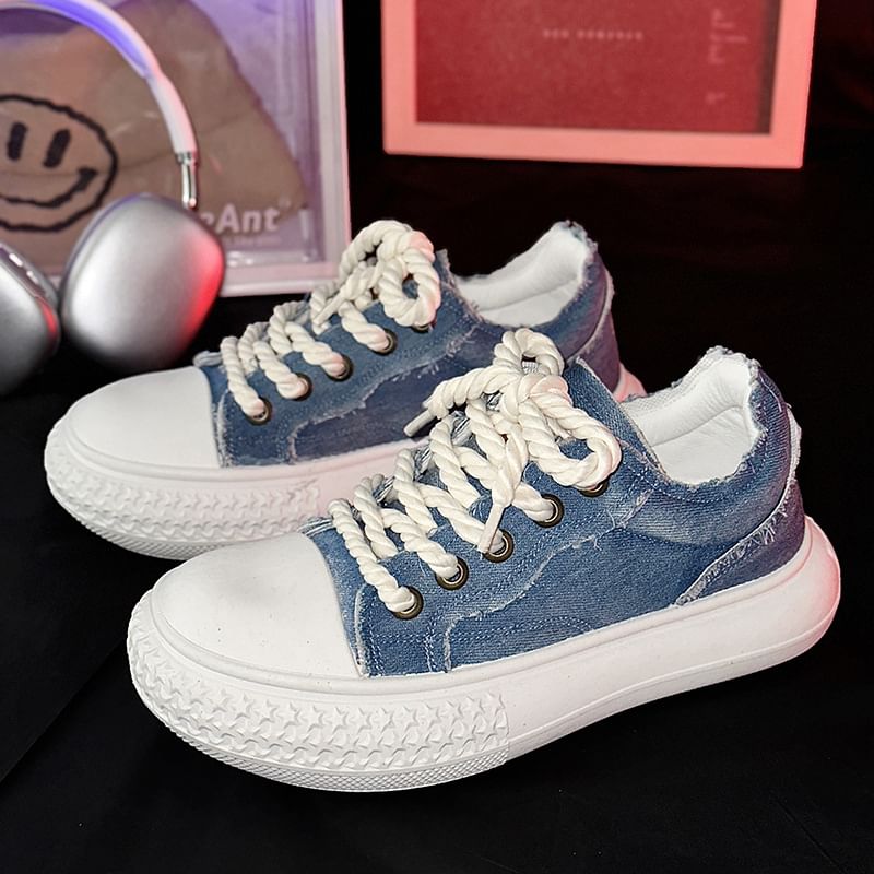 Tanzanite - Veterschoenen met plateauzool