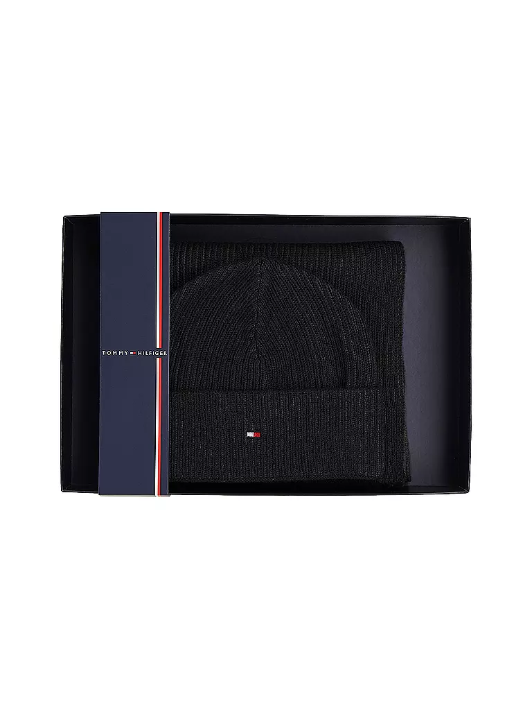 TOMMY HILFIGER Geschenkset Mütze und Schal schwarz