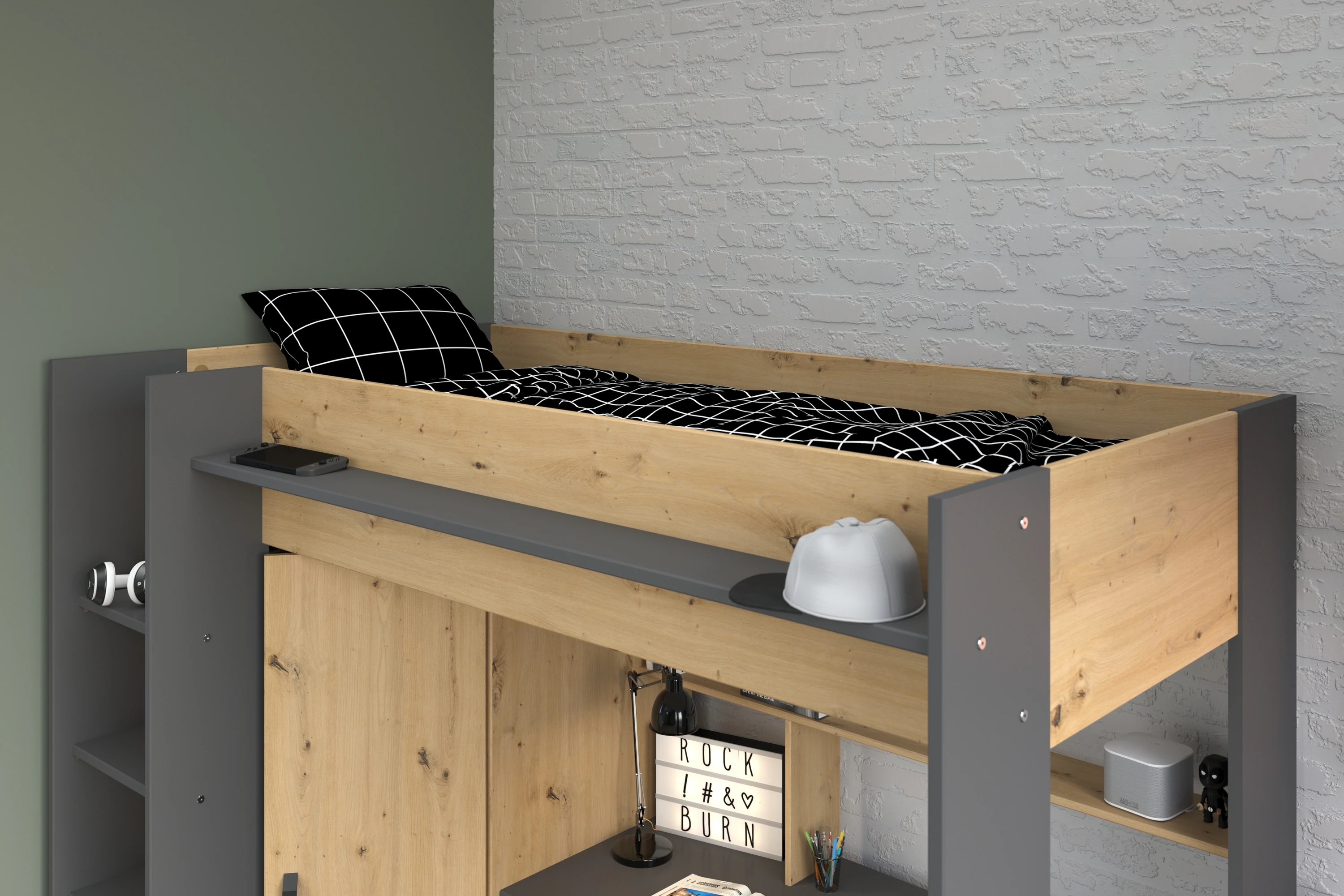 Parisot Hochbett Heavy Eiche Artisan