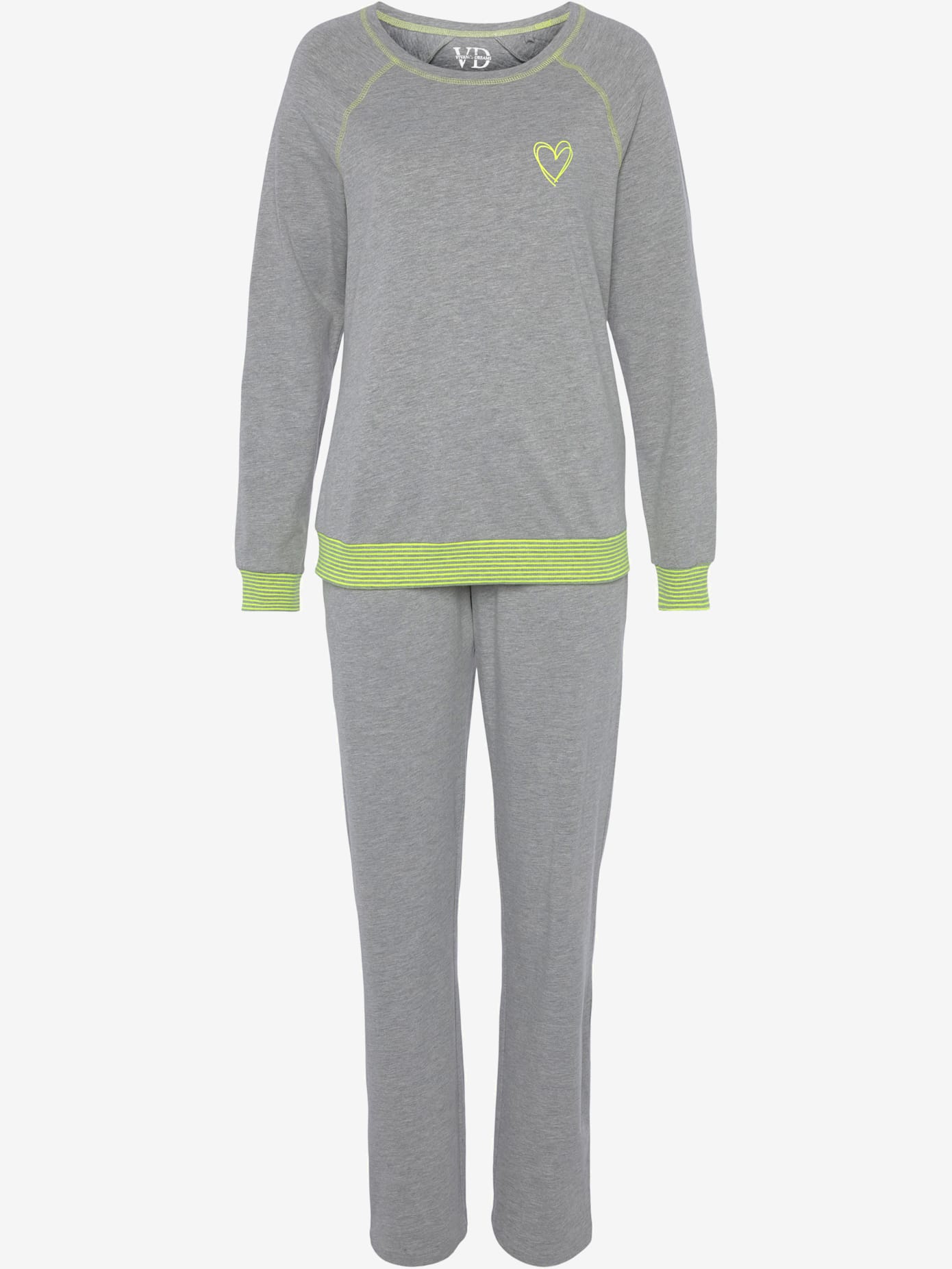 Pyjama avec bords-côtes en fils teintés couleur fluo