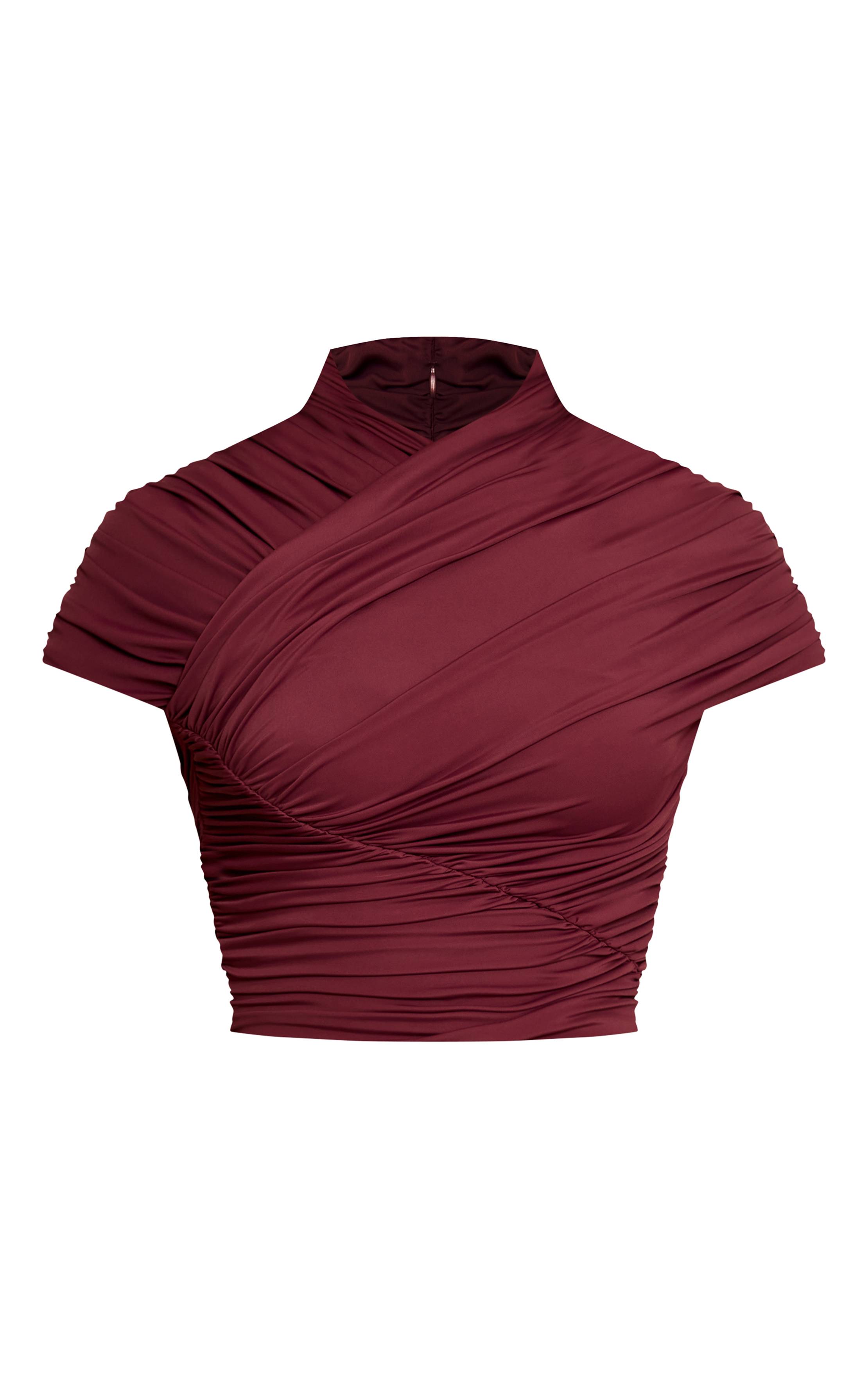 Dark Wine Haut Cache-cœur Froncé Slinky Toucher Doux