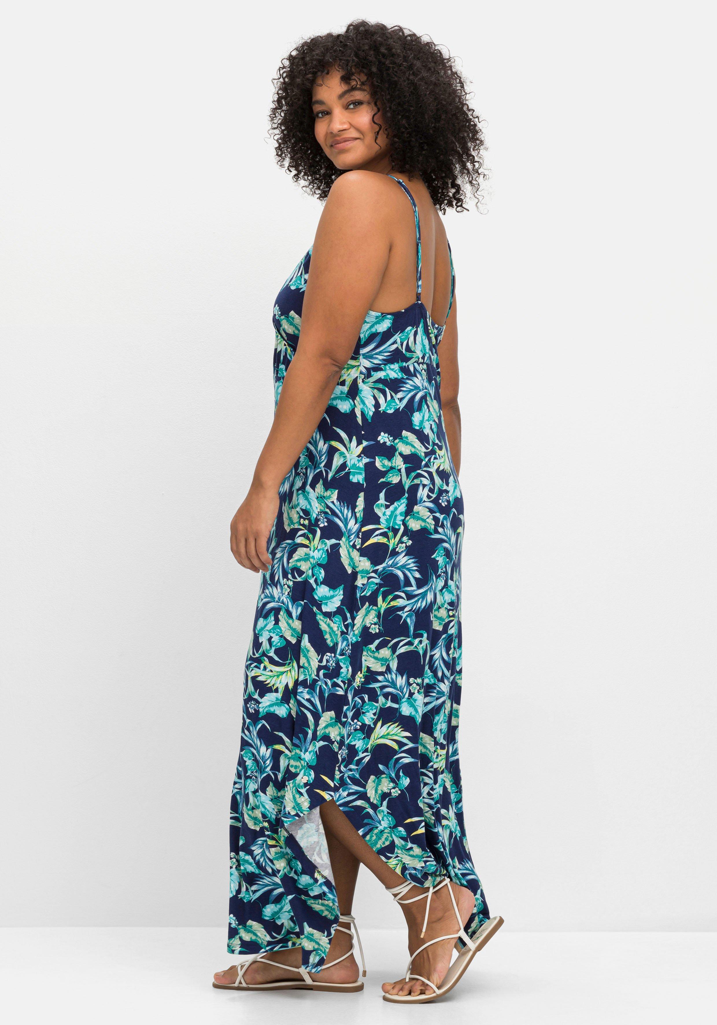 Jerseykleid in Maxilänge, mit Blätterprint