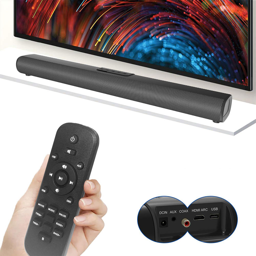 (50W) S20L Bluetooth 5.0 Stereo Soundbar Heimkino TV Lautsprecher / USB / Aux-In / Coax-In / HDMI   Fernbedienung - Schwarz