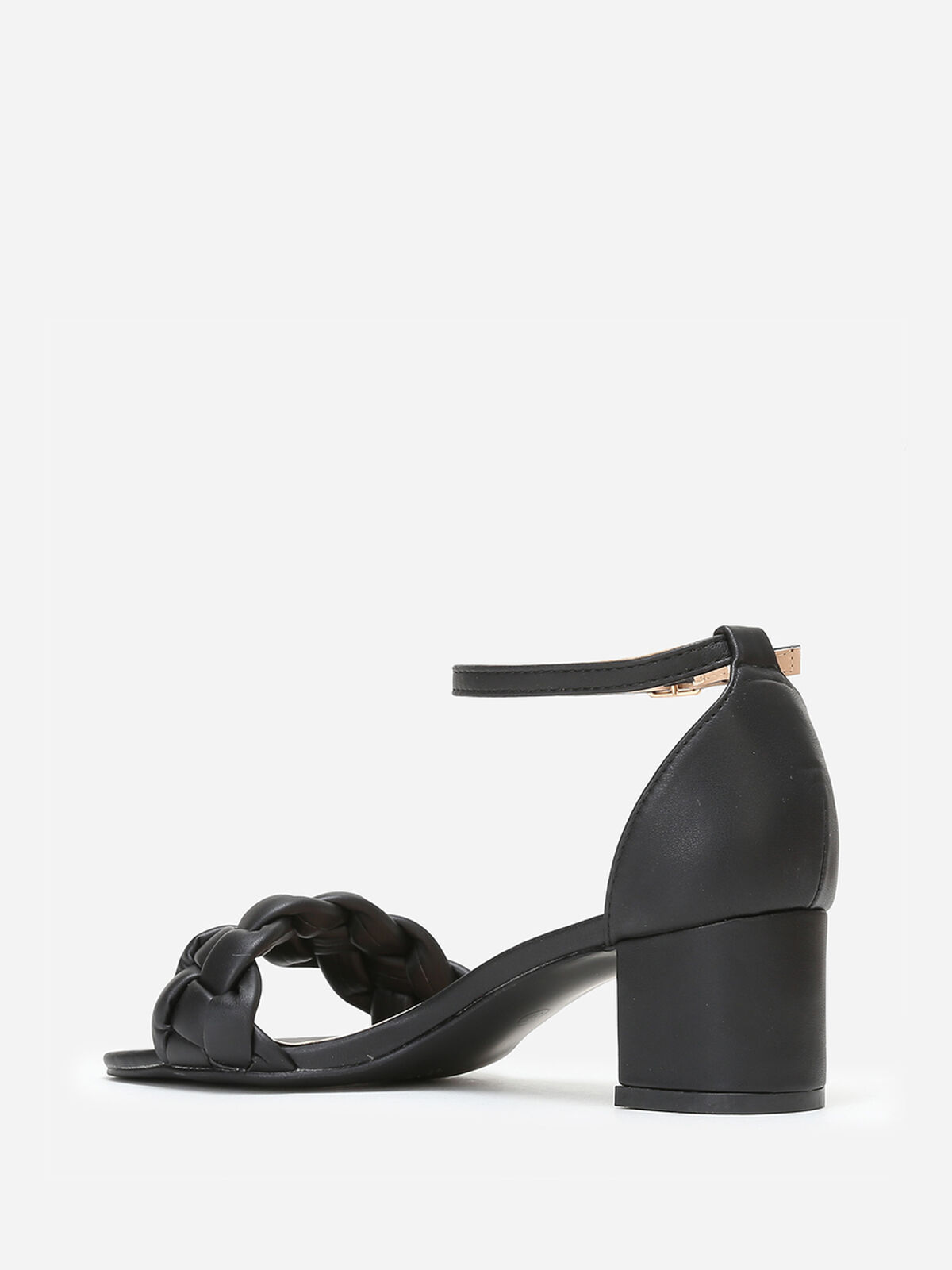 Sandales en simili à bride tressée- Noir
