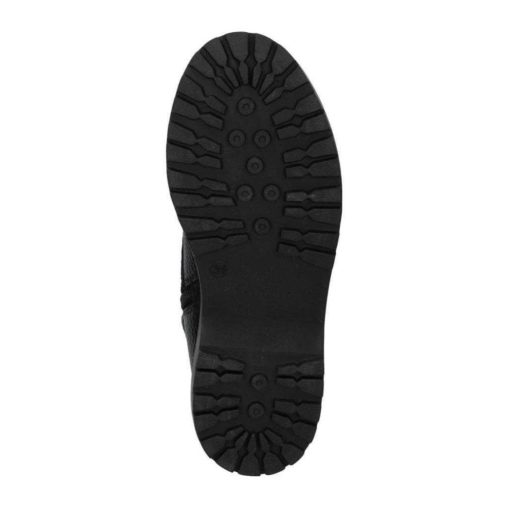 Braqeez leren veterboots zwart