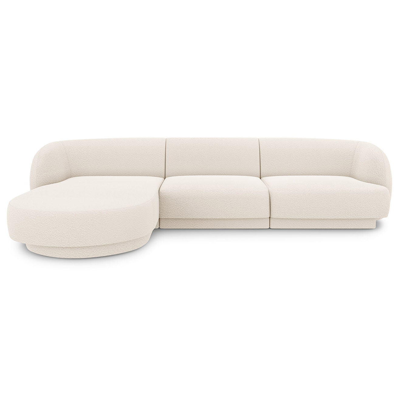 Micadoni Canapé d'angle Gauche Miley Bouclé 4 Places beige - 259x155x74 cm