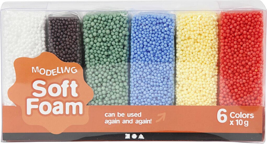 Soft Foam - Modellervoks Sæt - Standardfarver - 6X10 G