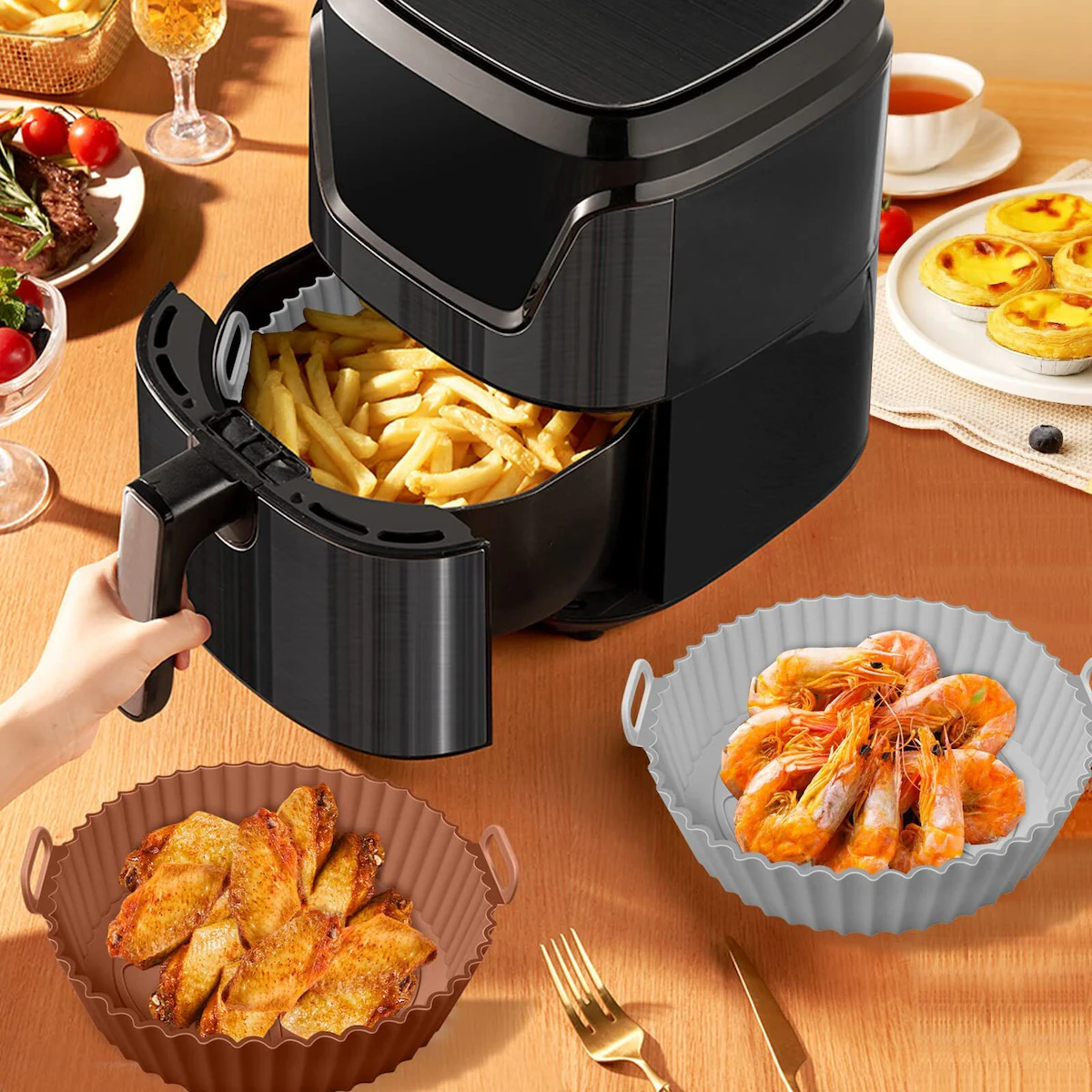 Air Fryer silikonbolle Grå