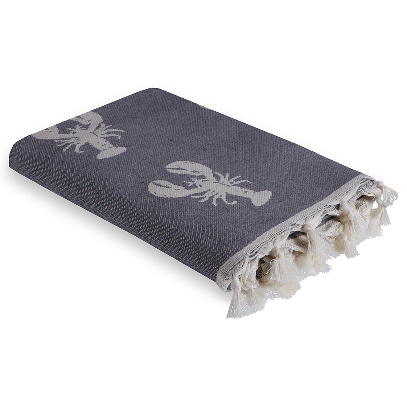 Febronie Fouta reversible Homard gris - 100x200 cm