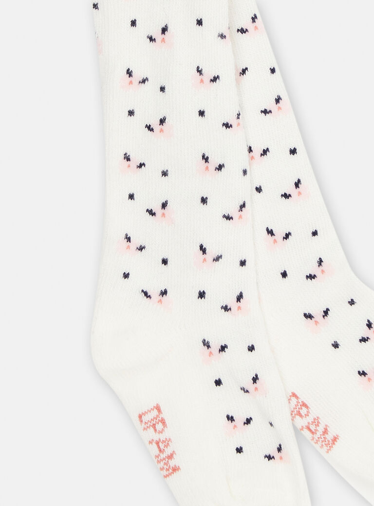 Collants écrus à motifs fleuris bébé fille