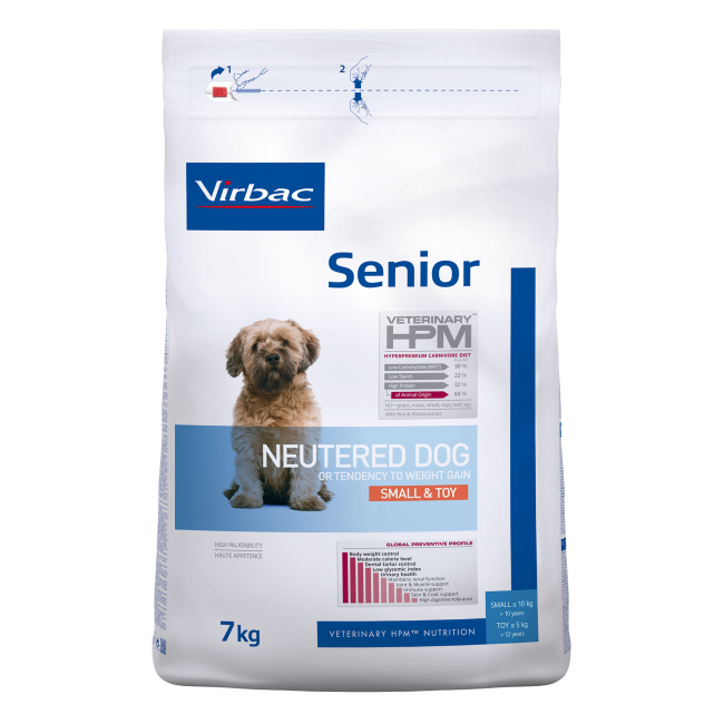Croquettes Virbac HPM Senior Neutered Small & Toy pour chien