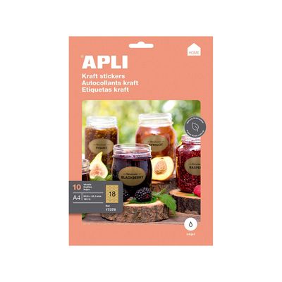 Apli Agipa - 180 Étiquettes ovales kraft - 63,5 x 42,3 mm - réf 17378