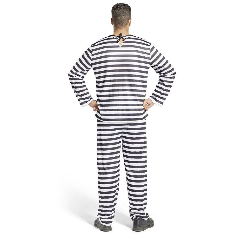 Déguisement prisonnier rayé noir blanc adulte - Taille L