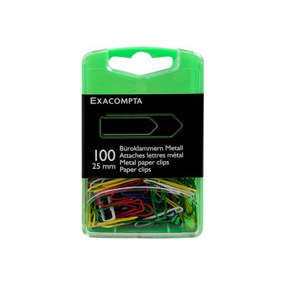 Exacompta - 100 Trombones attaches-lettres - 25 mm - couleurs assorties