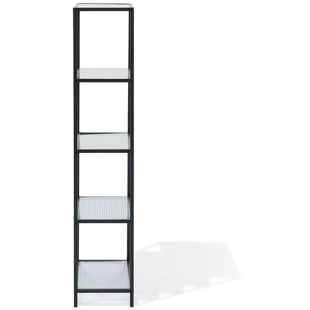 Étagère Arty métal noir et verre trempé - L60xP30xH150 cm