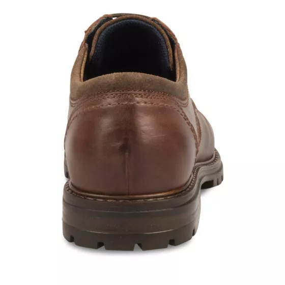 Derbies MARRON DENIM SIDE CUIR
