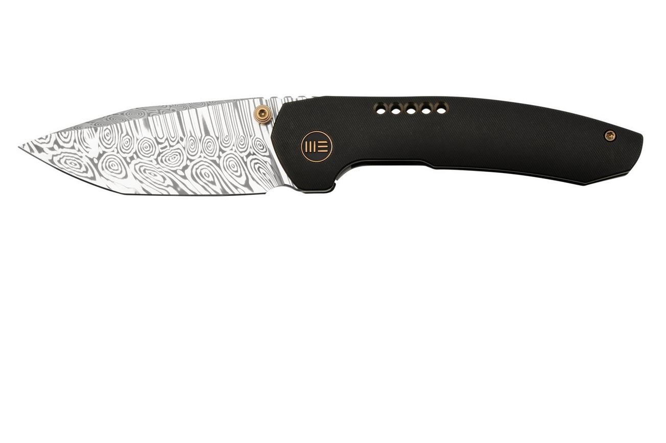 WE Knife Trogon WE22002B-DS1 Black Titanium, Heimskringla Damasteel zakmes