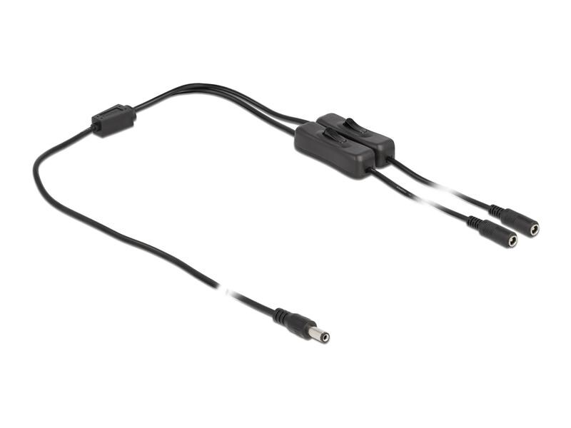 Delock Hohlstecker Kabel DC 5.5 x 2.1 mm zu 2 x DC mit Scha Delock Kabel DC 5.5 x 2.1 mm Stecker zu 2 x DC Buchse mit Schalter 1 m