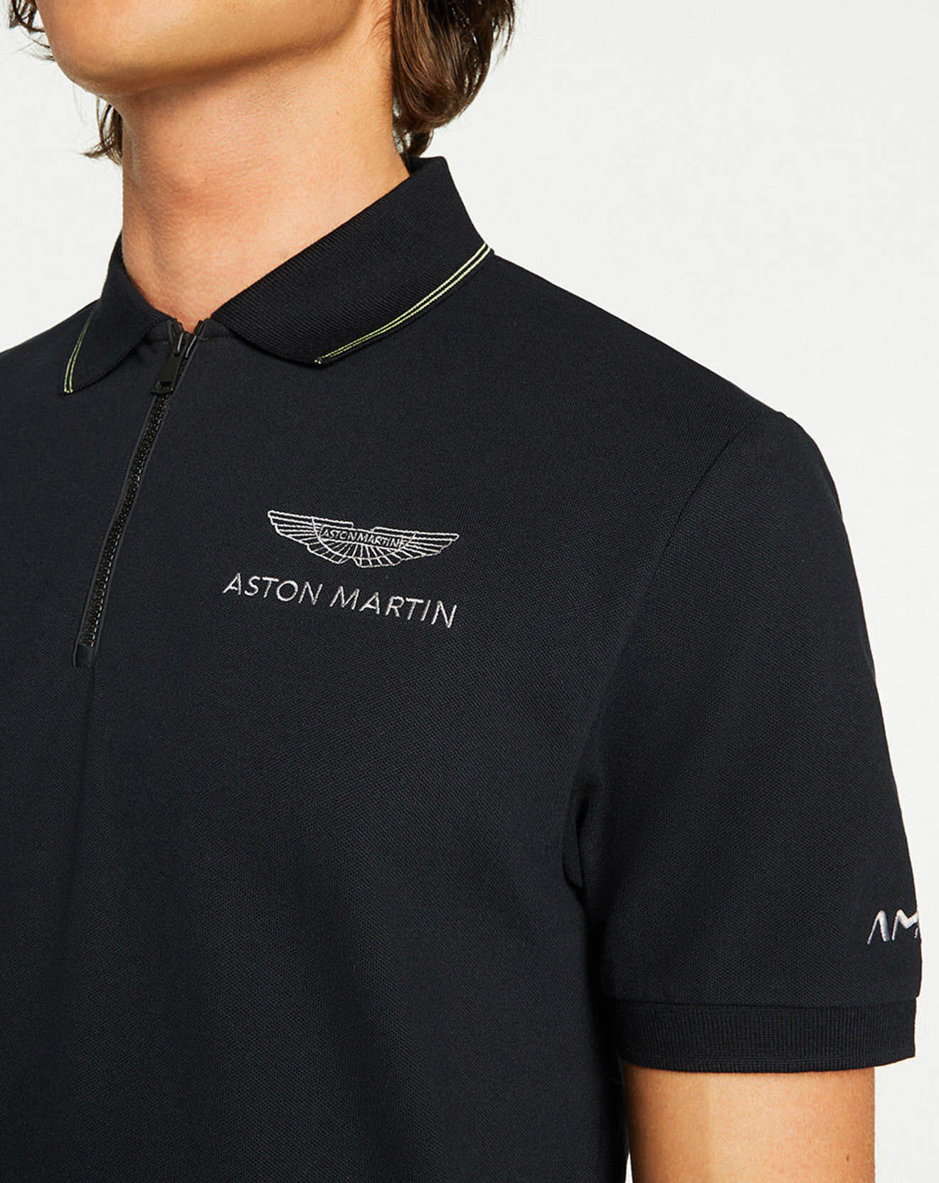 Hackett London Polo en jersey Regular Fit rayé Aston Martin Racing noir