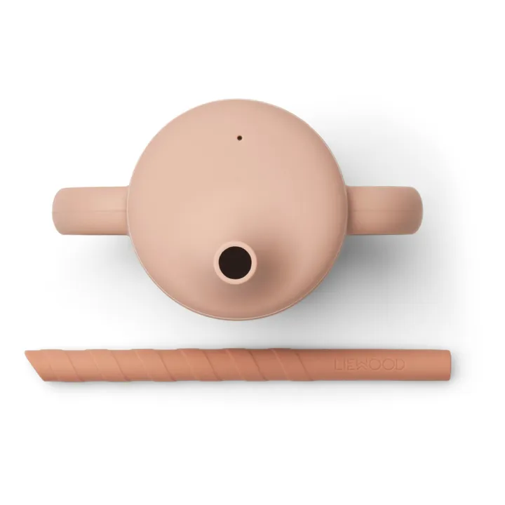 Liewood Tasse d'apprentissage et paille Cameron en silicone | Rose