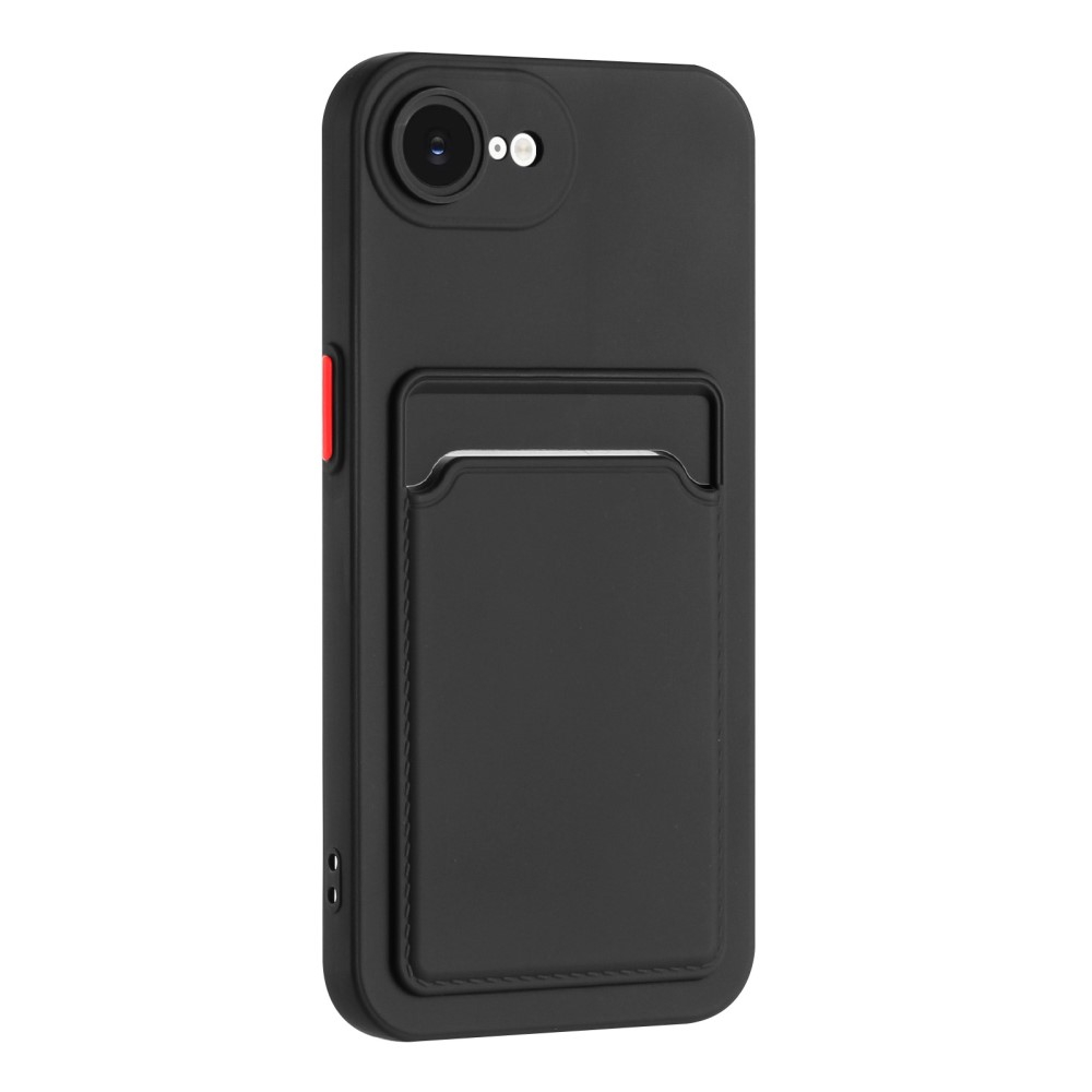 iPhone 16e Gummi Case Hülle mit Kartenfach - Schwarz / Orange