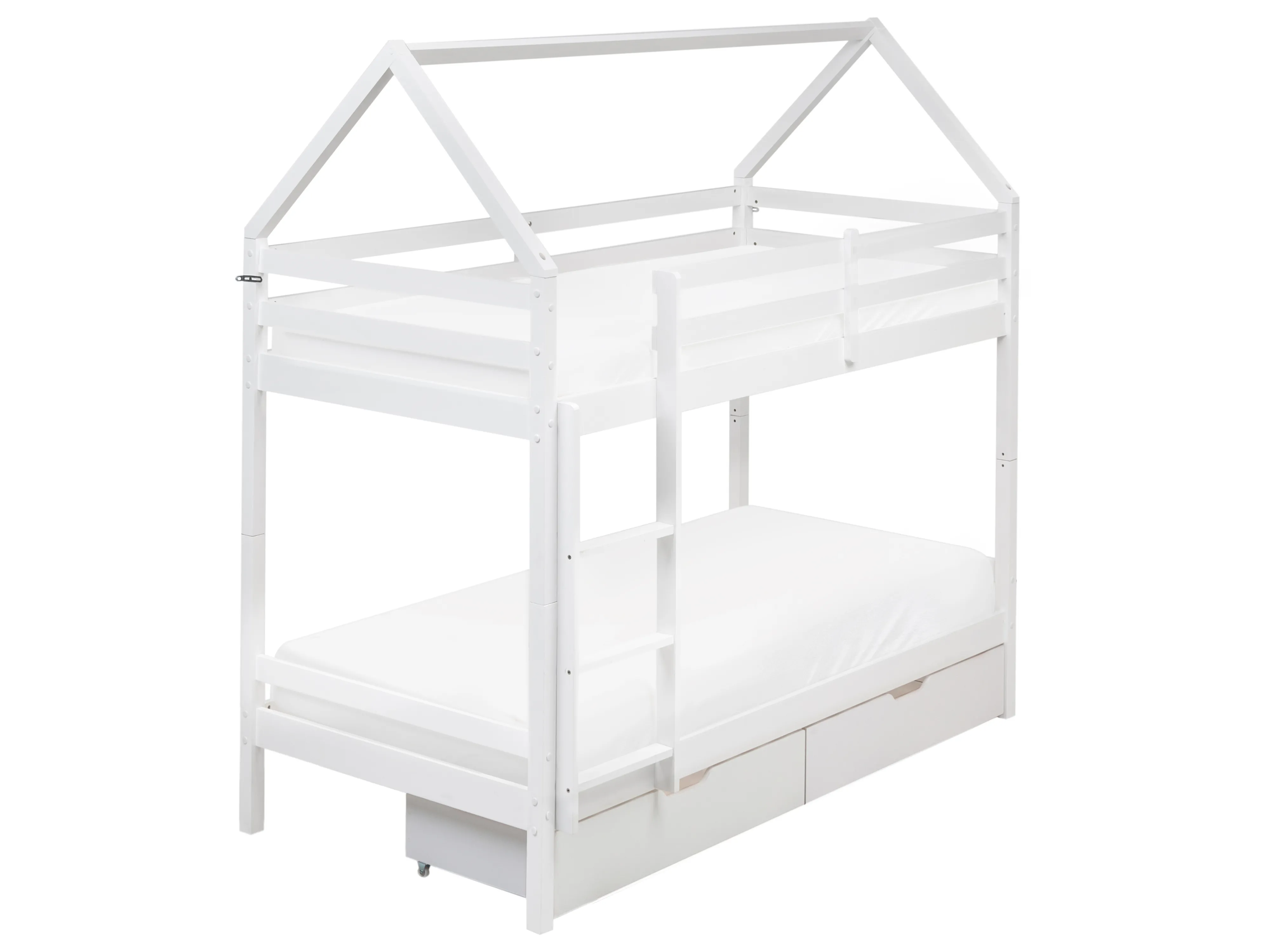 Hoogslaper met laden Huis Dennenhout TERNAS 90 x 200 cm met opbergruimte Wit