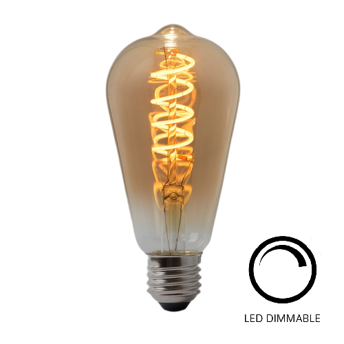 Highlight E27 4Watt Gold Spiraal 64mm  Dimbaar