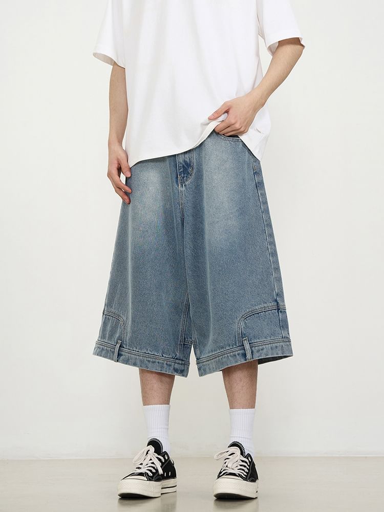 Cowpow - Denim shorts met applicatie en gemiddelde taille