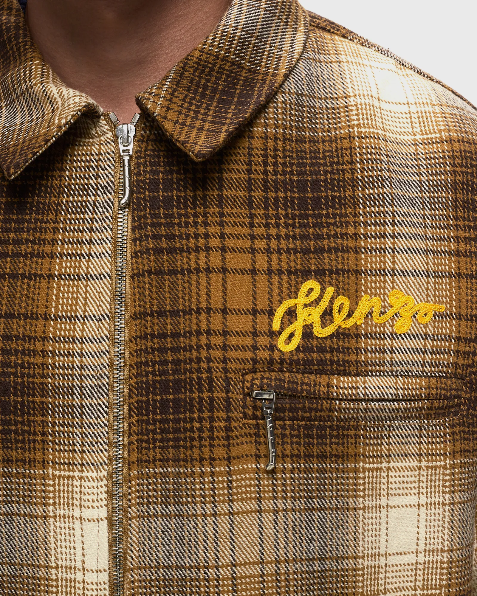 Kenzo CHECKED PLAID ZIPPED OVERSHIRT