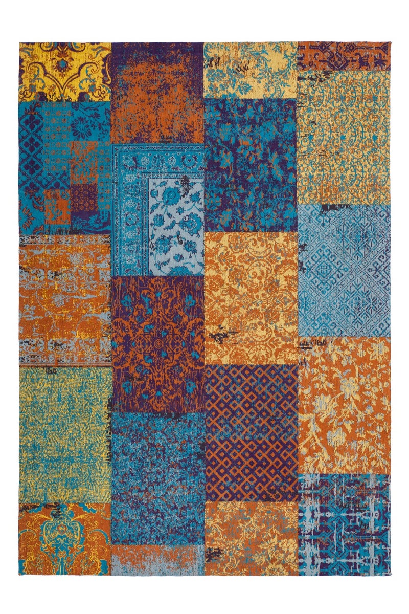 Allura Multi vlakpolig tapijt, katoen, retrodesign, patchworkdesign, handgeweven, jacquard, chenille, 80 x 150 cm