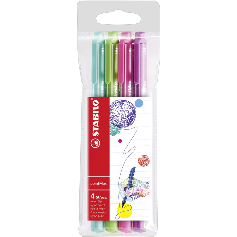 Stabilo Faserschreiber pointMax, 4er Etui, eisgrün/hellgrün/rosarot/lila