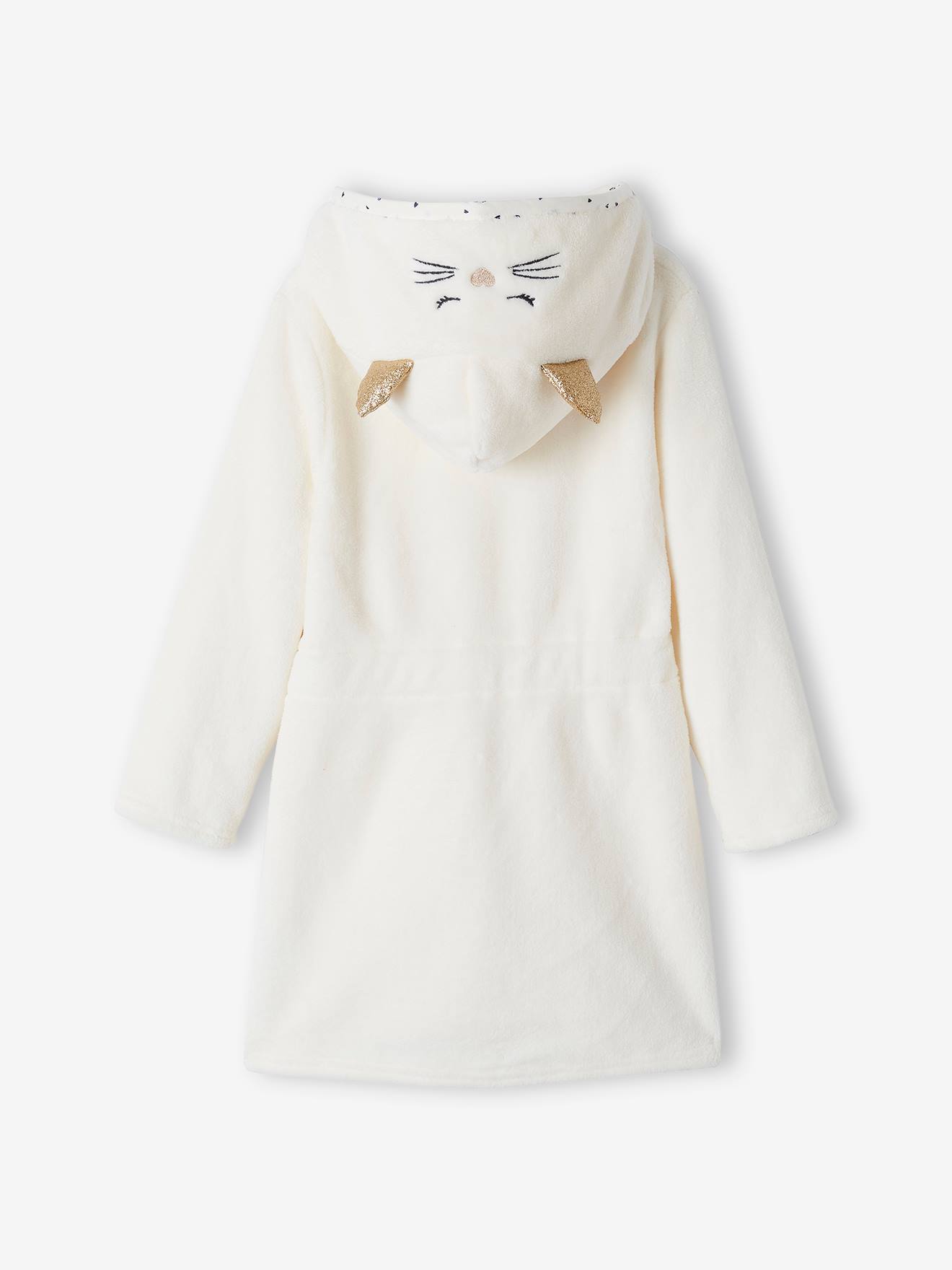 Roupão de gato personalizável, malha macia, roupão infantil branco claro liso com estampas.