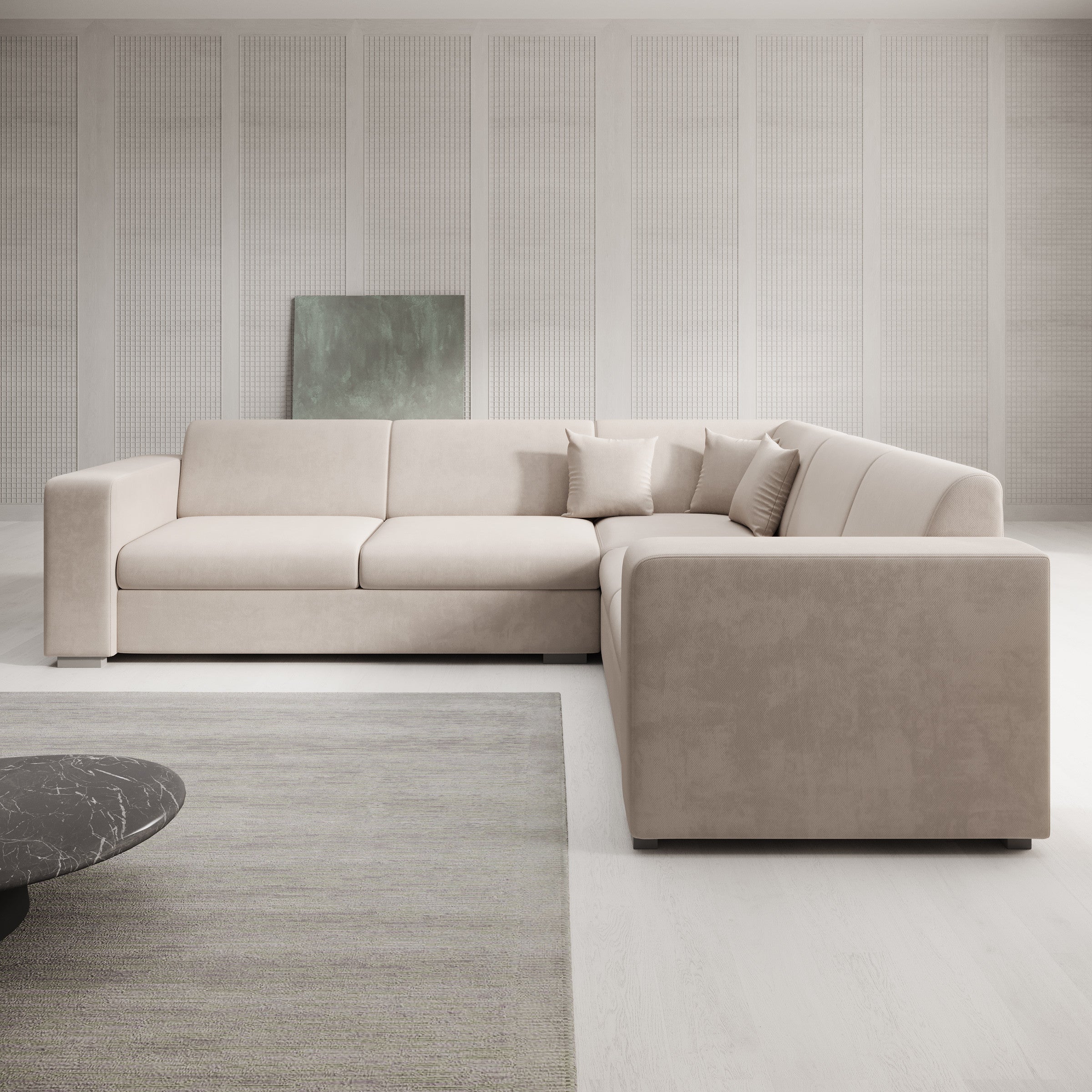 Santana - Hoekbank 4-zits - Stof beige - Rechts