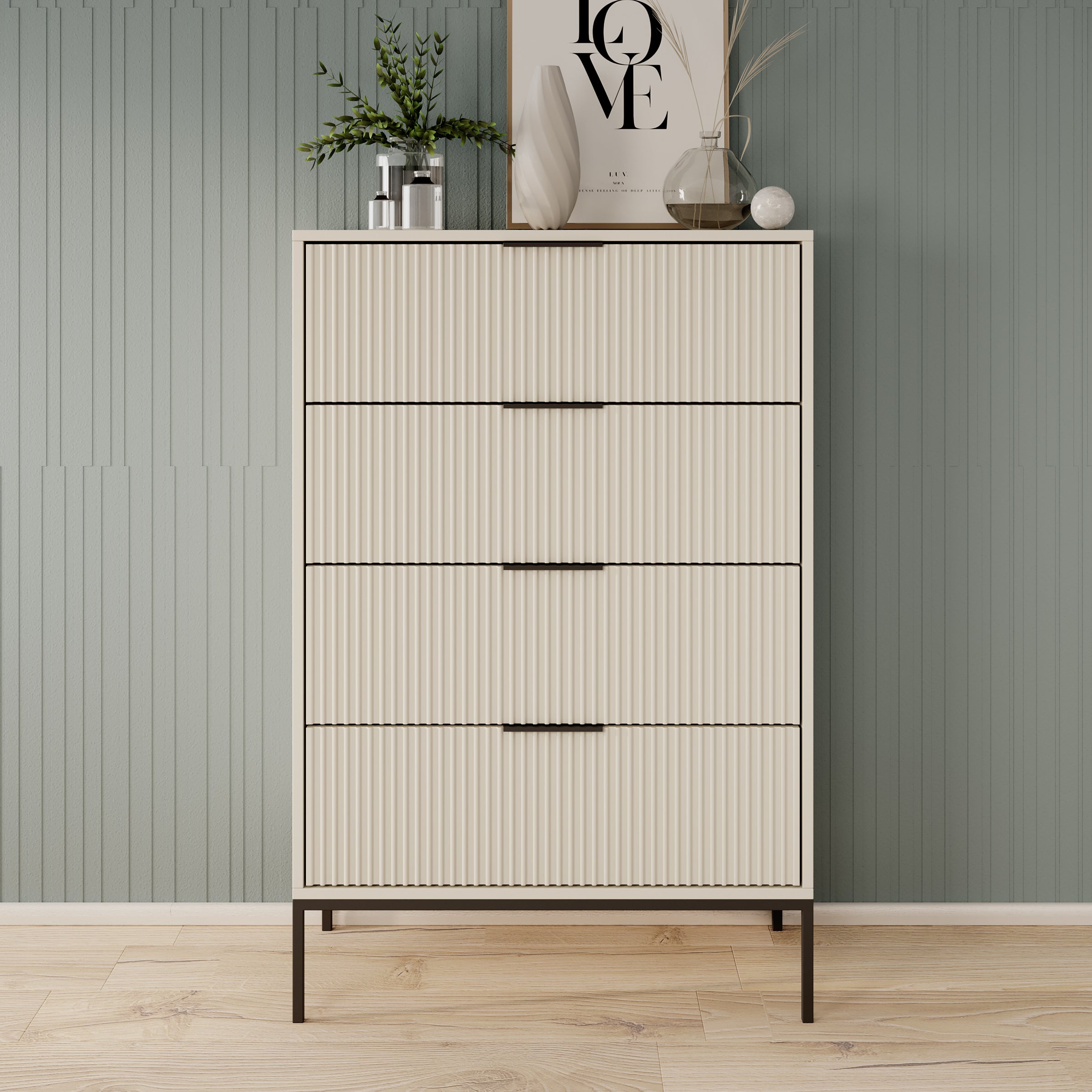 Delaware - Ladekast 4 lades - Beige - 76x40x116 cm