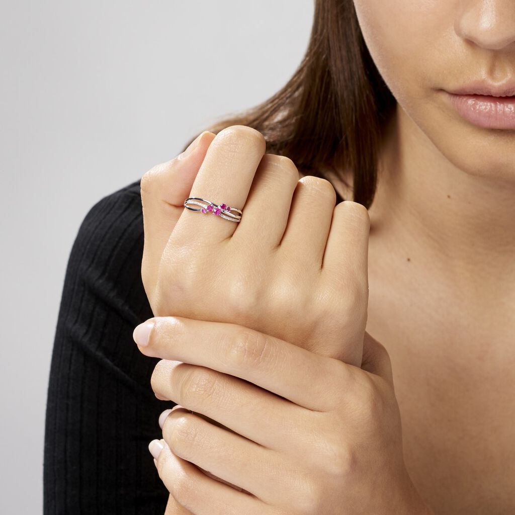 Bague Amarylis Or Blanc Rubis Diamant