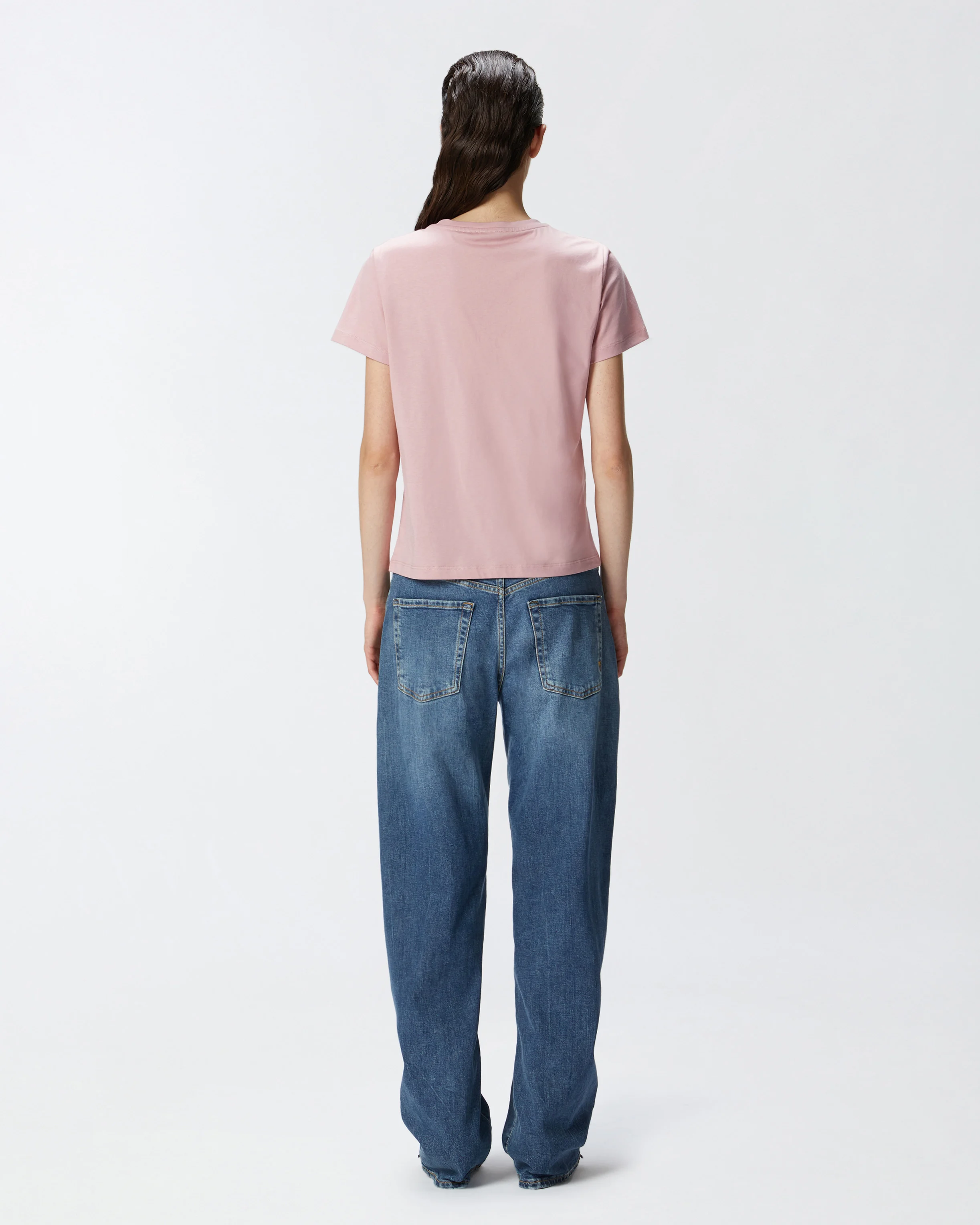 T-shirt à manches courtes avec broderie bijou love birds | Rose