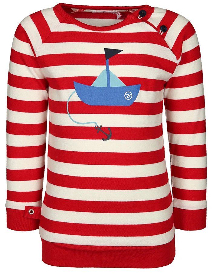 Langarmshirt SEGELBOOT gestreift in rot/weiß