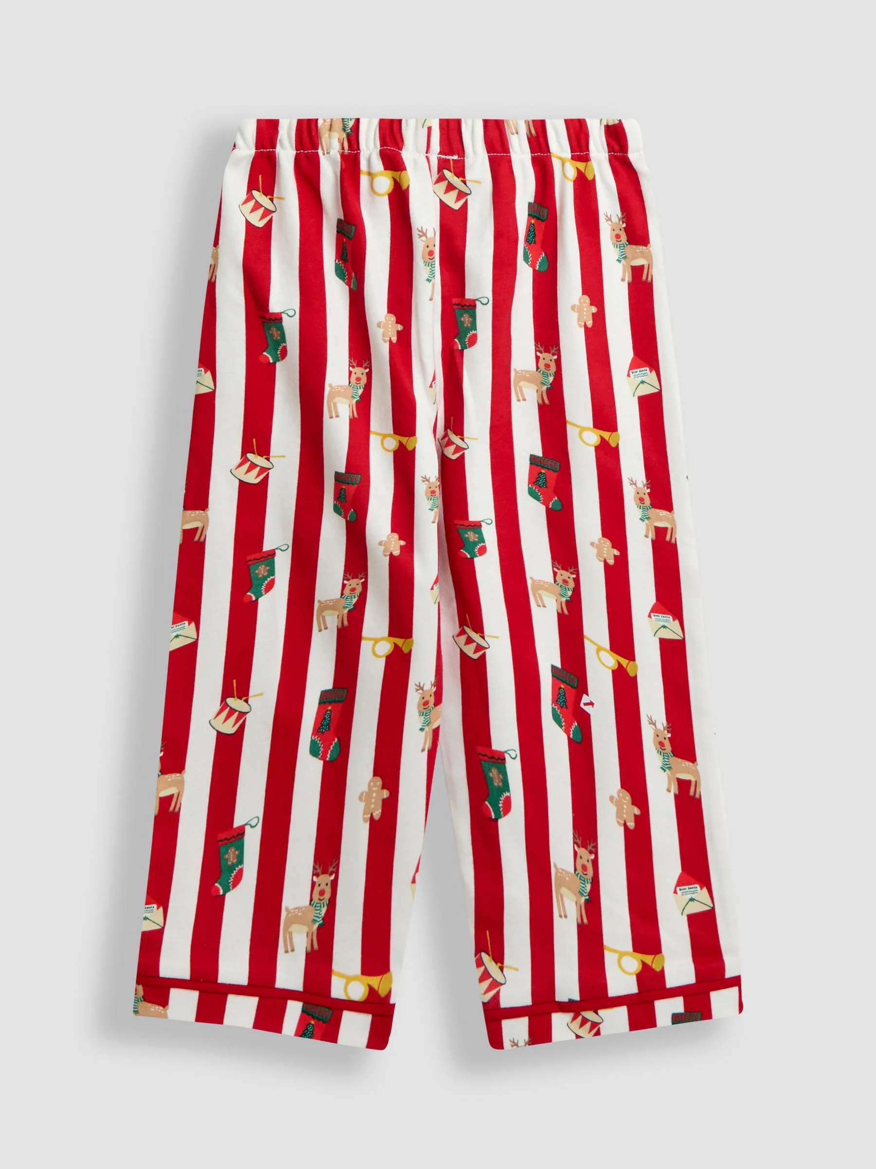 JoJo Maman Bébé Christmas Stripe Jersey Collar Pyjamas