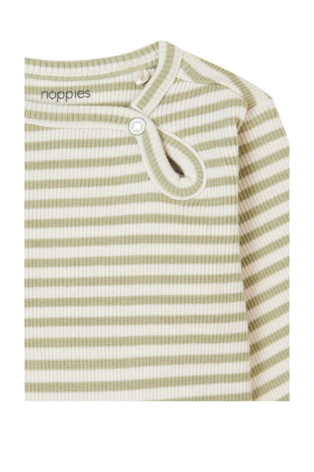Noppies baby gestreepte longsleeve groen/wit