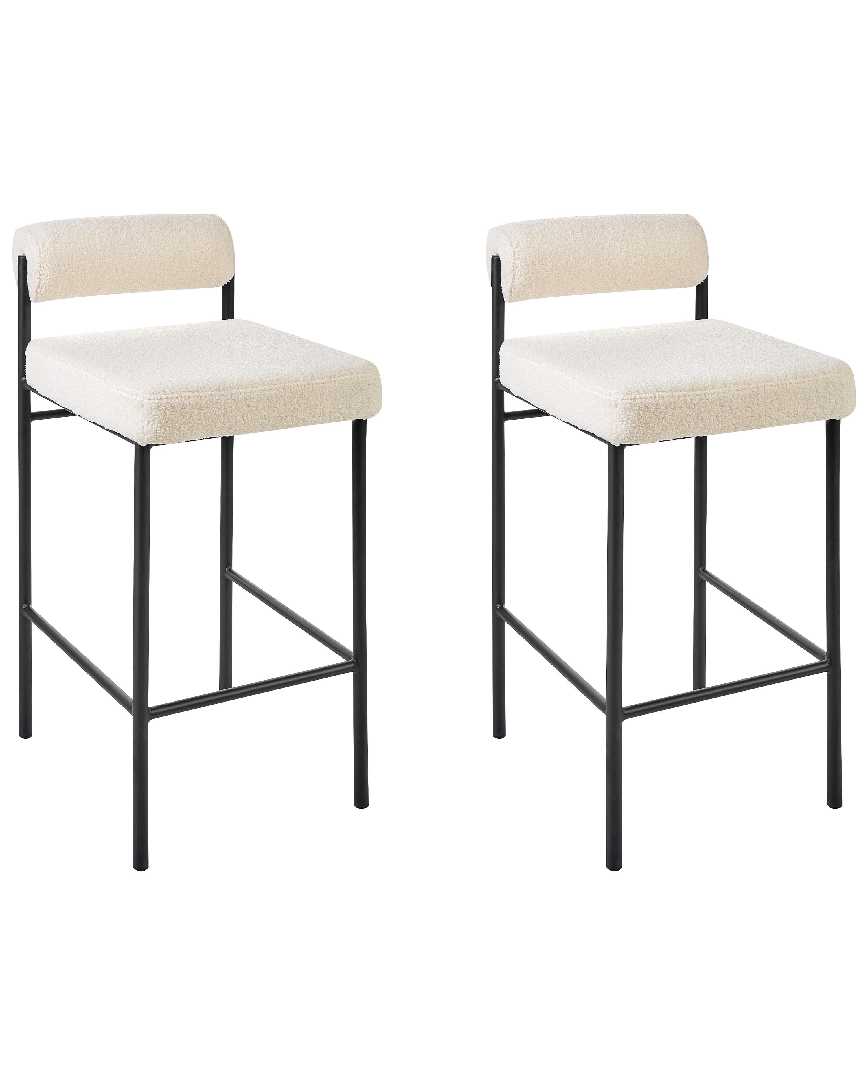 Set van 2 barstoelen AMAYA Bouclé Gebroken wit