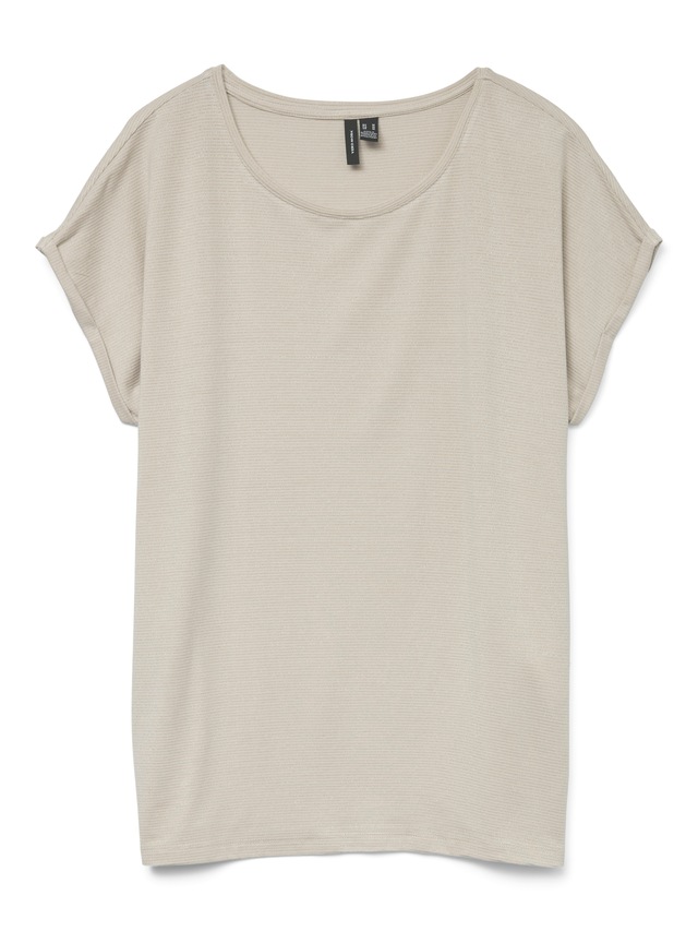 Vero Moda Rundhalsshirt »VMLAVA PLAIN SS TOP LUREX STRIPE«