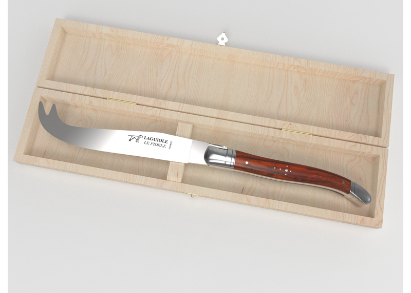 Couteau à fromage Laguiole avec un manche en bois de cocobolo et mitres en acier inoxydable