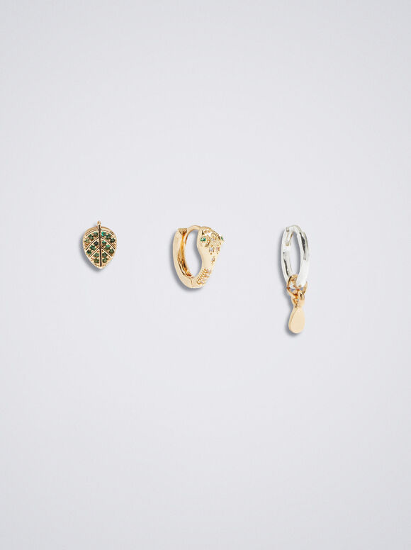 Conjunto De Aros Con Circonitas - Verde
