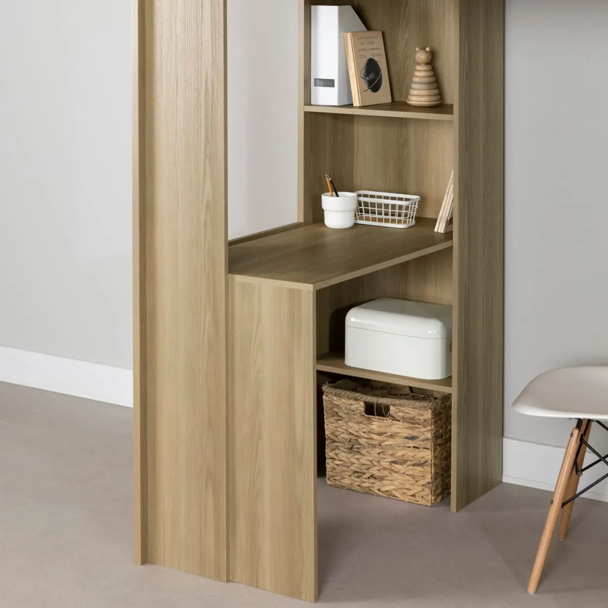 South Shore Lit Simple Mezzanine avec bureau - Logik Naturel