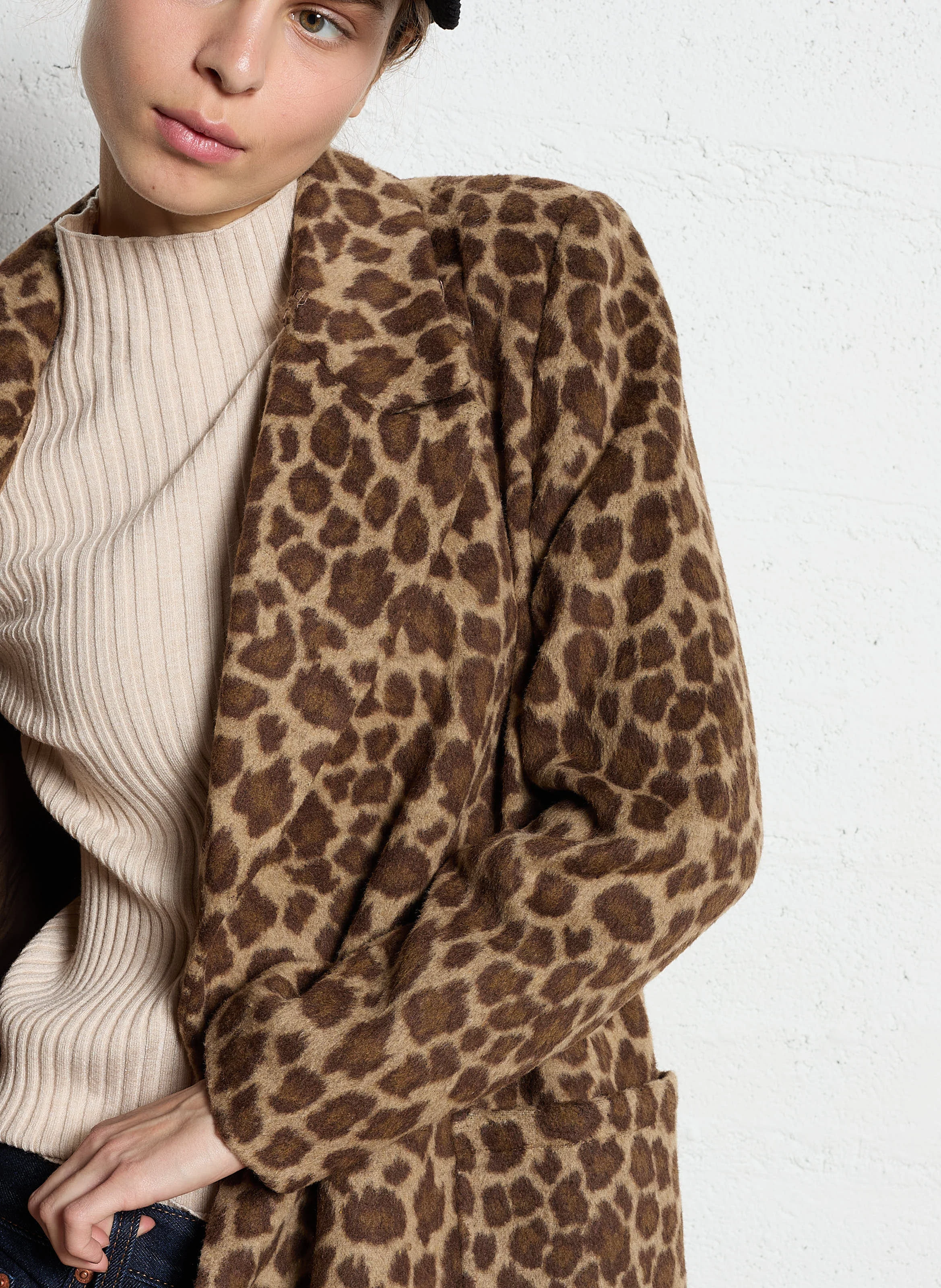 Manteau col tailleur| Marron