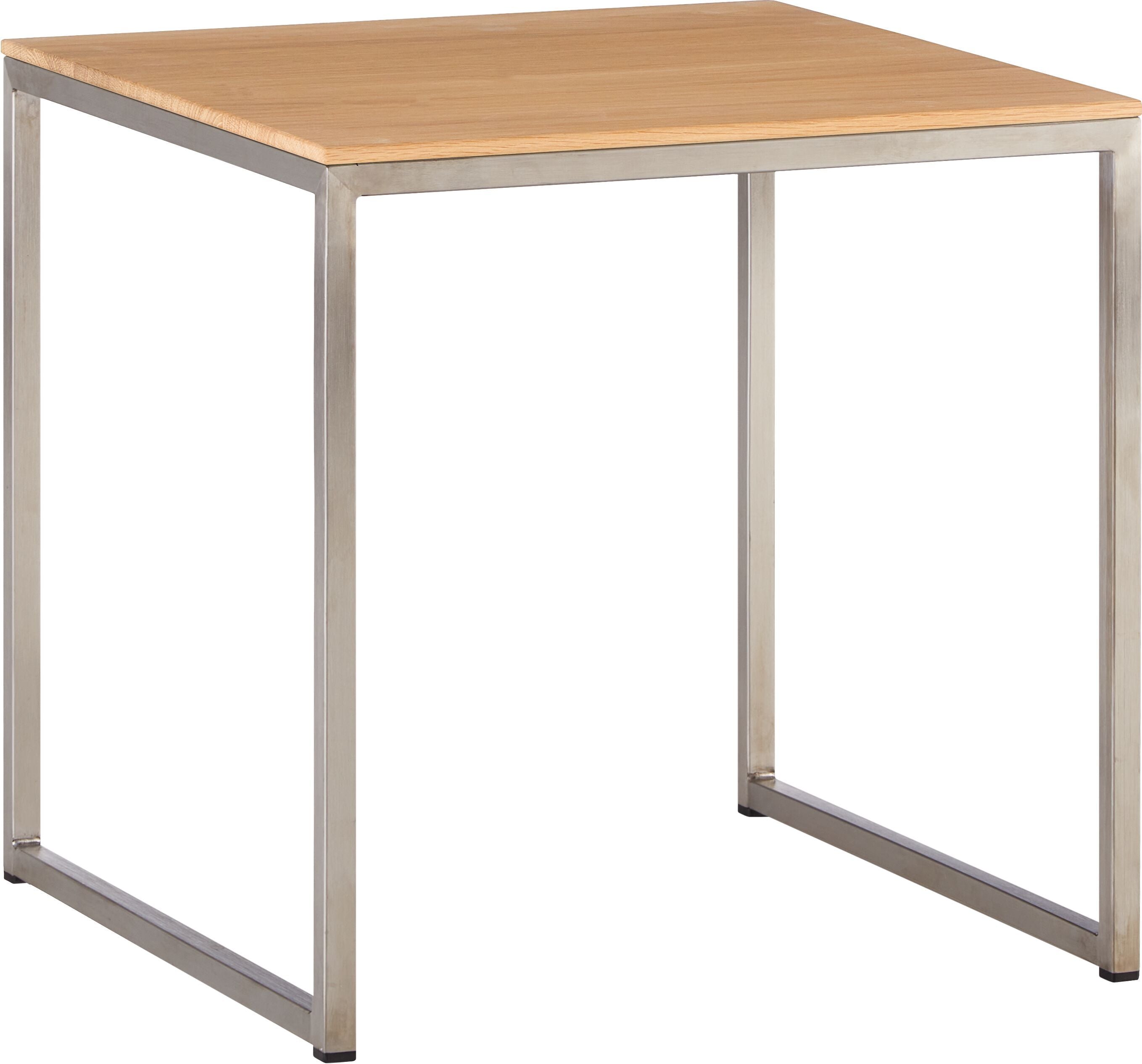 AVEA Beistelltisch - Eiche massiv / Edelstahl / B: 40.0 cm x T: 40.0 cm x H: 41.0 cm